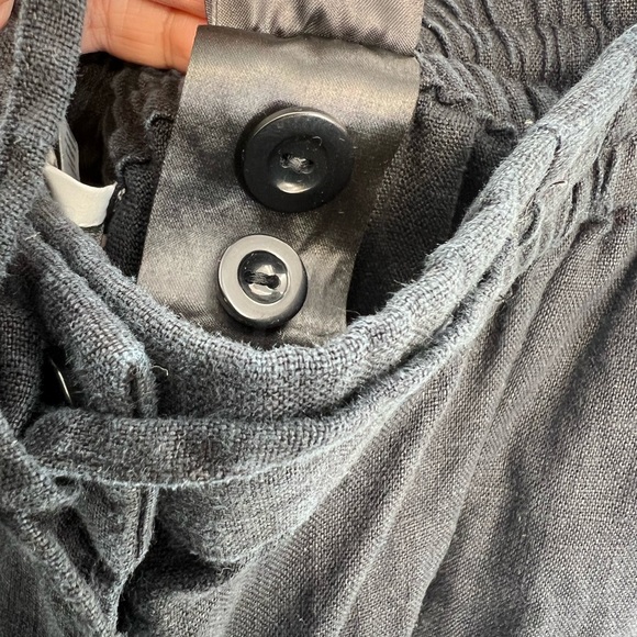 Cos Linen High Rise Straight Leg Relaxed Fit Pants In Dark Black Navy - Picture 6 of 9